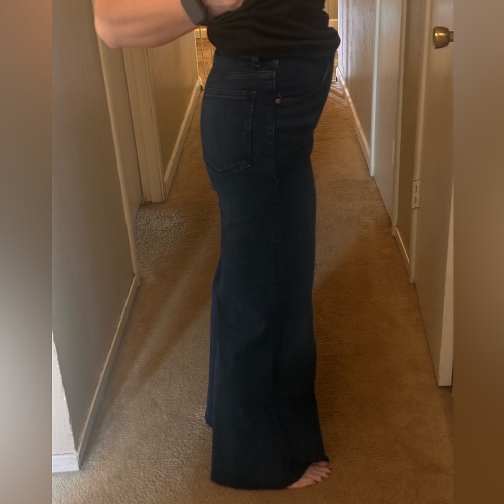 MADEWELL Tall Flared Wide-Leg Crop Jeans - Dark Blue NWT - Picture 10 of 16